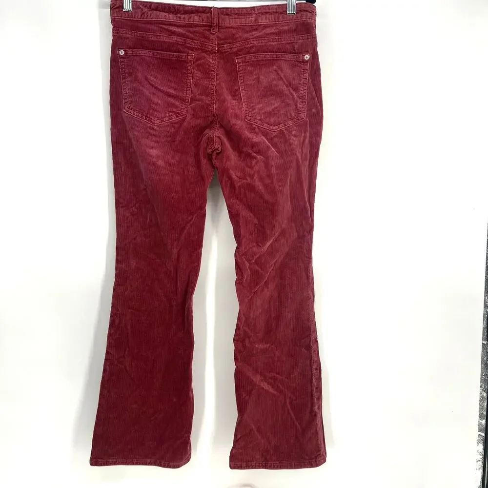 Pilcro The Icon Flare Corduroy Pants Womens 30 Burgundy Boho Low Rise